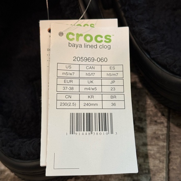 Crocs Baya Lined Clog Relaxed Fit Fleece Cozy Hike Camp Black Womens Size 7 NWT - Picture 5 of 9